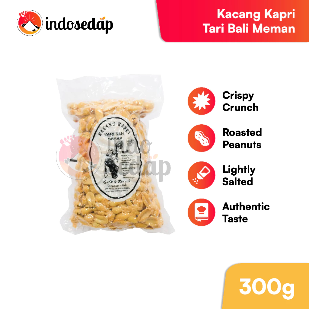IndoSedap Roasted Garlic Peanut (Kacang Kapri Bali) 300g x2 Twin Pack | Authentic Indonesian Crunchy Snack - Image 2